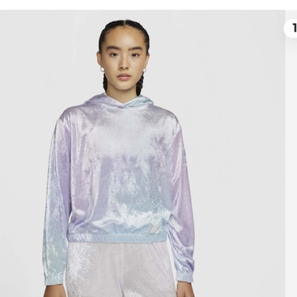 🍭Women's Nike sz L Velour Hoodie Blue Purple